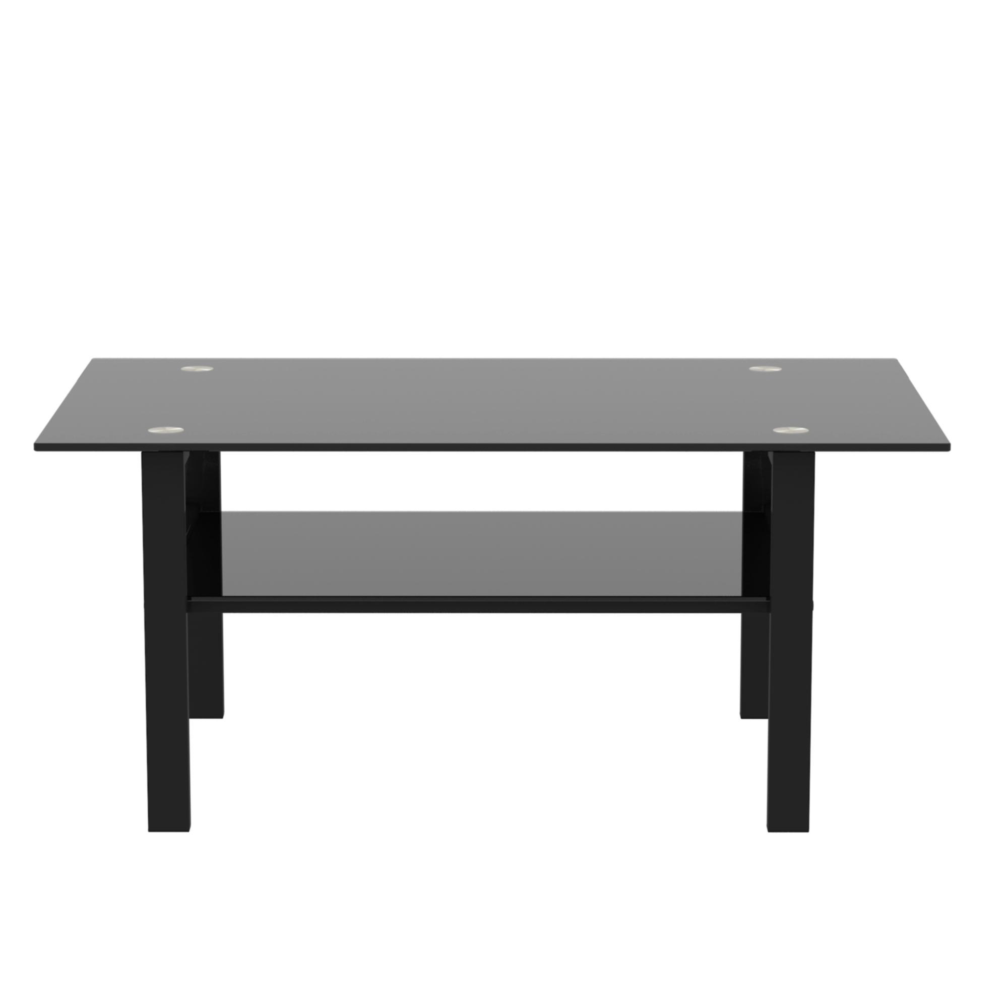 EEPHO Black glass coffee table, modern and simple, black living room