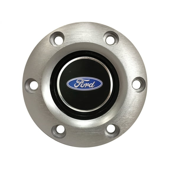 VSW S6 Brushed Horn Button Compatible with 6 Bolt Steering Wheel, Ford Blue Oval Emblem STE1074BRU