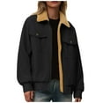 thumbnail image 2 of EOYWHK Corduroy Jackets for Women Fleece Linen Vintage Coats Button Down Fuzzy Thicken Cropped Jacket, 2 of 8