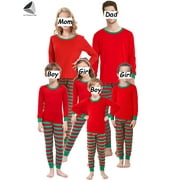 PULLIMORE Family Matching Christmas Pajamas Set Red Striped Long Sleeve Tops Pants Nightwear Sleepwear for Dad Mom Boys Girls (S, Mom)