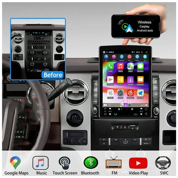 Car Radio Stereo Fit for Ford F150 2009-2014 Android 13 Car Navigation with Wireless Carplay&Android Auto