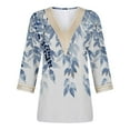 thumbnail image 4 of NSLGXD Womens 3/4 Sleeve Tops Plus Size T-Shirt Summer Loose Fit Lace V Neck Casual Shirts Three Quarter Length Floral Print Basic Tunic Tops Blouses for Women Dressy Casual, 4 of 5