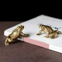 LAMIRO Brass Toad Figurine Lucky Animal Frog Figure Model Statue Sculpture Toy Desktop Feng Shui Decoration Ornament Festival Gift