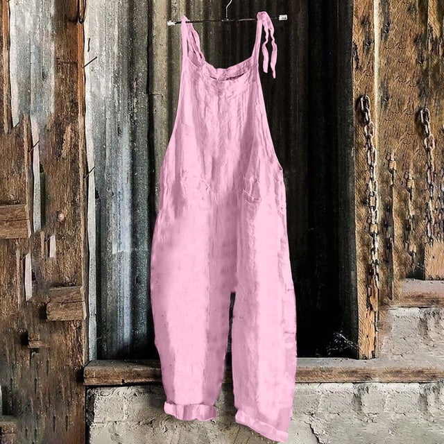 asjyhkr Combinaison Sans Manches pour Femmes Grande Taille Jambes Larges Décontractée Vacances Randonnée Extérieure avec Poches,P-5TG