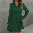 thumbnail image 2 of Cyber&Monday Deals Werulen Button Down Belted Sundresses for Women, Loose Tunics Midi Sun Dresses Women Summer Casual Long Sleeve Tshirt Dress, 2 of 8