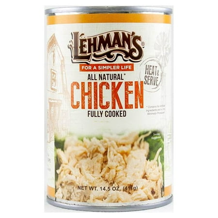 Lehman's All Natural Canned Meat, USA Made Ready to Eat for Everyday, Camping or Emergencies, 14.5 oz Cans, Case of 24, Chicken