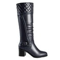 thumbnail image 2 of Ferwind Women's Tall Boots Ruched Front Stitch Patterns Dark Navy like Black Adult Dark Black Navy  7, 2 of 9