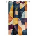thumbnail image 2 of nqOlkjepod Outdoor Curtains for Patio Waterproof, Orange Geometric Outdoor Privacy Panels Grommet, Modern Abstract Simple Color Block Blackout Outside Curtains for Porch/Cabana 54"x95", 1 Panel, 2 of 8