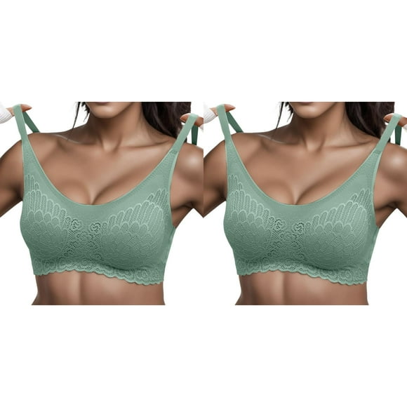 (2-Pack) 2025 Woman Lace Thin Underwear Womens Bras No Underwire Female Transparent Bras for Women S Bras Women Lacey Support Bras for Women