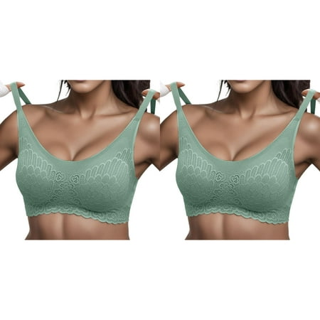 (2-Pack) Rinsvye Woman Lace Thin Underwear Women Bra Set and Underwear Female Transparent Bras for No Wire Bra Women Lace Sexy Bra Pack for Women Bralette for Ladies