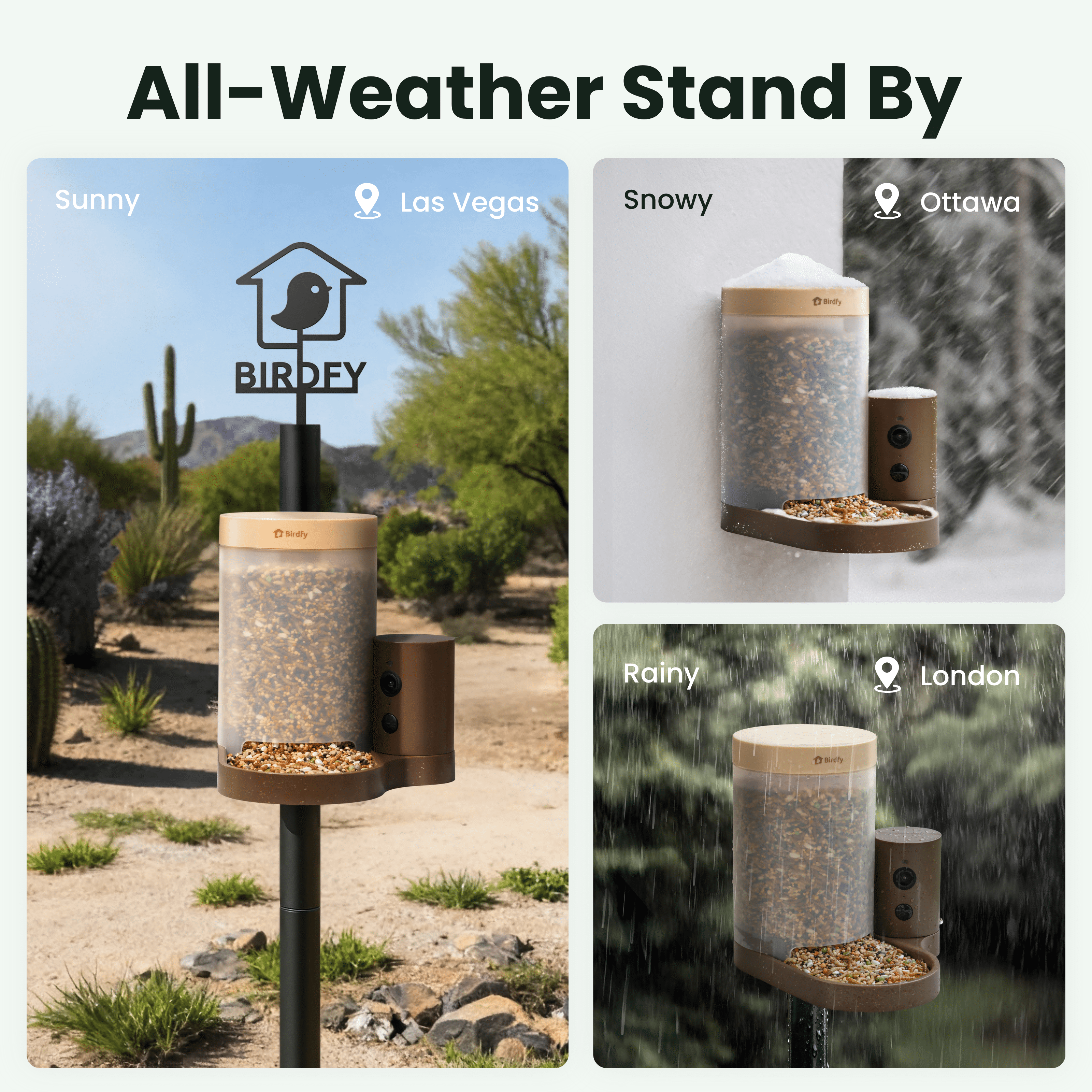 Birdfy Smart Bird Feeder with Camera, 6000+ AI Species Identification, 1080P HD Video, Instant App Alerts, Brown