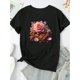 thumbnail image 2 of Women's Festive Christmas Nurse T-Shirt - Casual Top with Pink Roses & Chocolates Design, Round Neck, Machine Washable, Christmas Shirt, Holiday, 2 of 8
