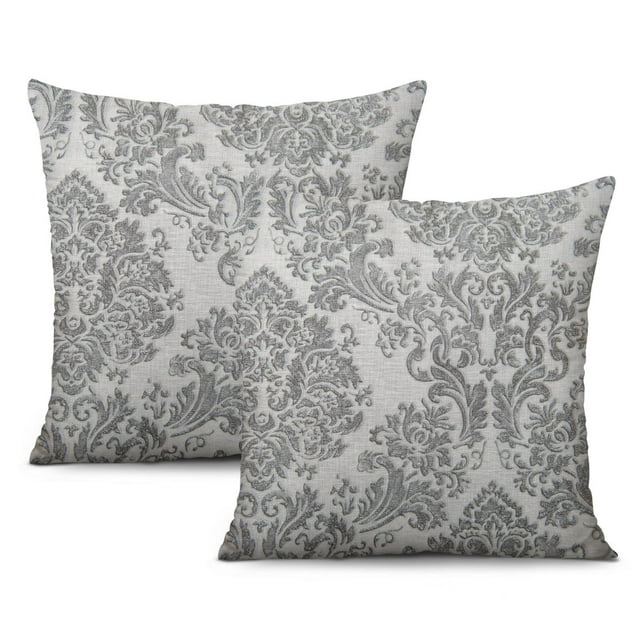 Housses de Coussin Décoratives Style Ferme Chic en Patchwork Gris et Beige, 16x16 Pouces (Lot de 2) pour Déco Maison Moderne