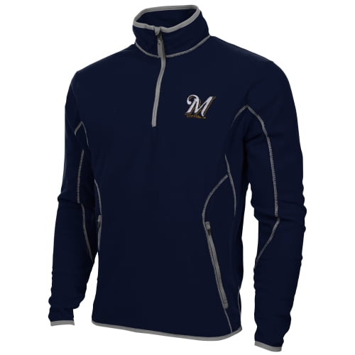 Antigua Milwaukee Brewers Ice Polar Fleece Quarter Zip Pullover Jacket Navy Blue by ANTIGUA GROUP/ 22534