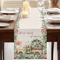 thumbnail image 3 of Table Runners 48 Inches Long Dress Scarves, Eucalyptus Trucks Farmhouse Kitchen/Dining Table Runner, Short Coffee Tablerunners, Spring Farmhouse Floral Leaves Burlap 13x48 Inch, 3 of 9