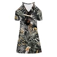 thumbnail image 4 of Vestido corto de punto con cuello en V y manga corta floral para vacaciones de verano para mujer Pompotops  ghjkhdj15271, 4 of 5