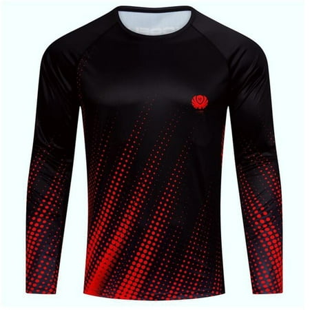 UV Shirt Long Sleeve Men UPF 50 Sun Protection Clothes Men Fishing Shirt for Men Long Sleeve Black Red S