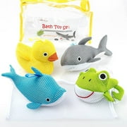 Bath Toys - Soft & Educational Bath Toy for Baby & Toddlers - Use in or Out of Tub - Bonus Mesh Bath Toy Storage Bag with Suctions for Easy Drying- No Mold Bath Toy