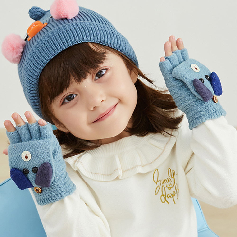 12 Pairs Toddler Knitted Gloves Stretch Full Finger Mittens Winter Warm Knitted Unisex Kid Gloves for Baby Boys and Girls Supplies 