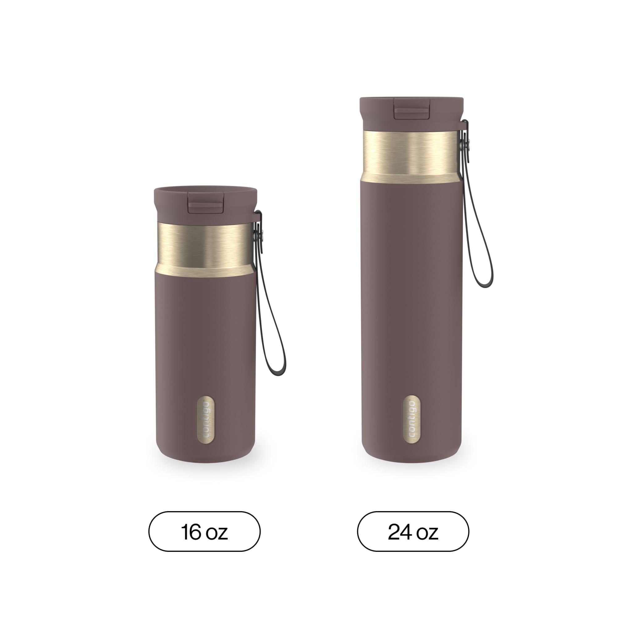 Contigo 24oz SnapSeal Insulated Stainless Steel Water Bottle with Straw, Terra Brown/Champagne