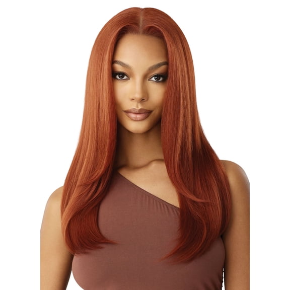 Outre 5X5 Human Hair Natural Yaki Closure Lace Wig 22" Lace Wigs / Color: 1B - OFF BLACK