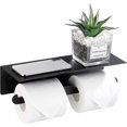 thumbnail image 1 of Wall-mounted Aluminum Toilet Paper Holder Double Hygienic Roll Holder With Storage Platform Without Drilling With Edge Protection And Fall Protection, 1 of 4