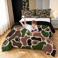 thumbnail image 3 of Manfei Vintage Rugby Print King Size Comforter Sets, Mid Century Camo Comforters King Size, Desert Tan, Black Reversible, 3 Pieces, 1 Comforter and 2 Pillowcases, 3 of 7