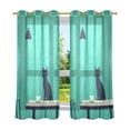 thumbnail image 6 of Yayeee Window Curtains Set of 2 for Living Room Light Filtering 63"x42", Green Cat, 6 of 7