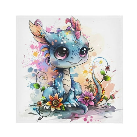 

JSTEL Cute Dragon Baby Art Cloth Napkins Set of 4 20x20 Inch Washable and Reusable Napkin for Decoupage Dinner Party Everyday Use