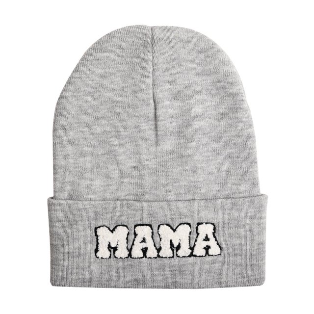 Gorro de lana MAMA con letras bordadas en toalla para otoño e invierno, Europa y Estados Unidos, gorro de punto cálido de color liso