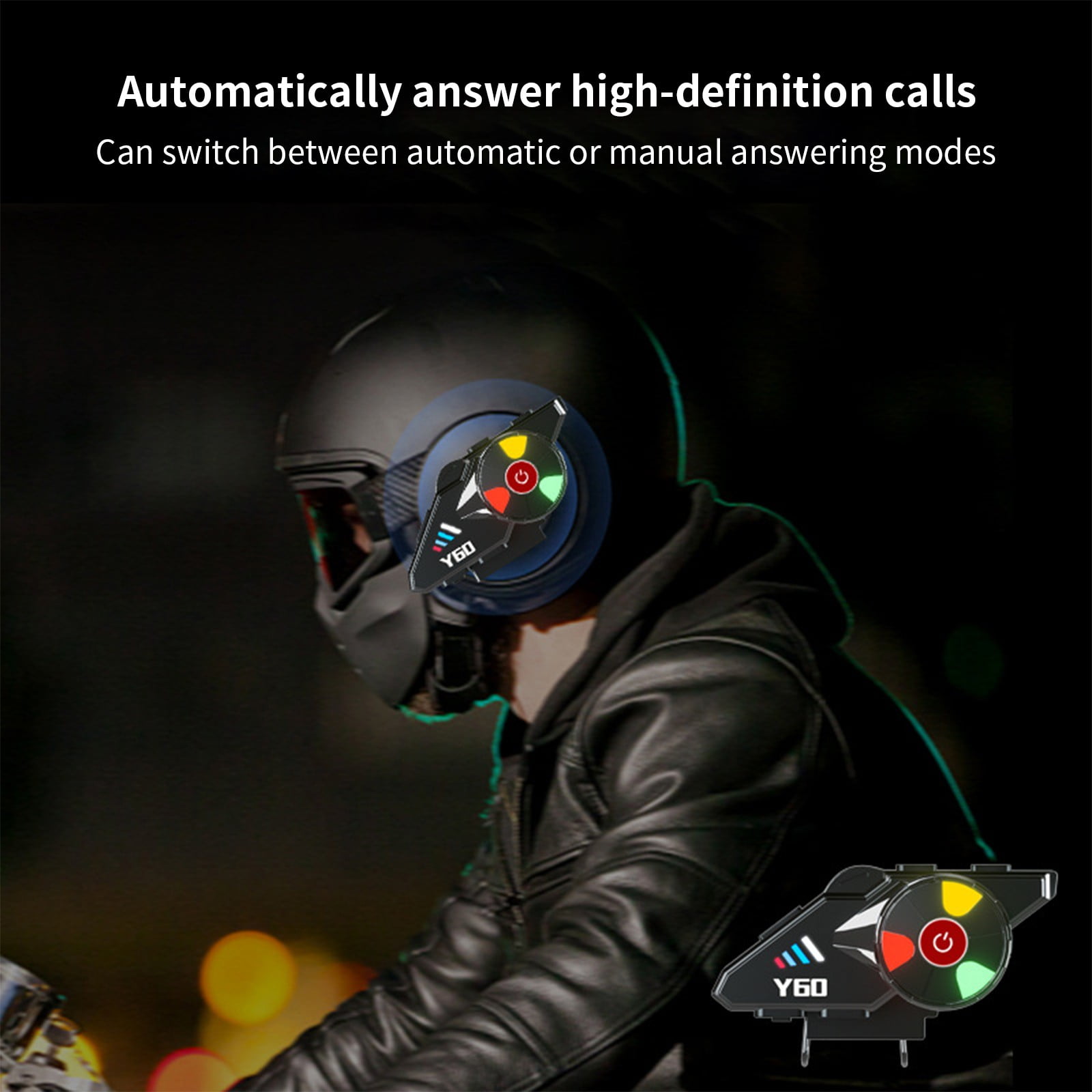 Tarmeek Motorcycle Helmet Bluetooth Headset 5.3, RGB Lighting Waterproof Noise Reduction Intercom System with Hands-Free Calling for All Helmets