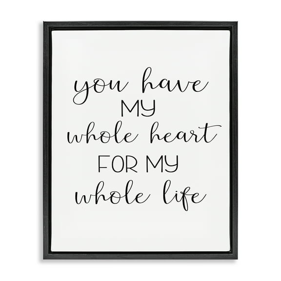 Stupell Industries Whole Heart For Life Text & Numbers Painting Black Floater Framed Canvas Art Print Wall Art, 17 x 21
