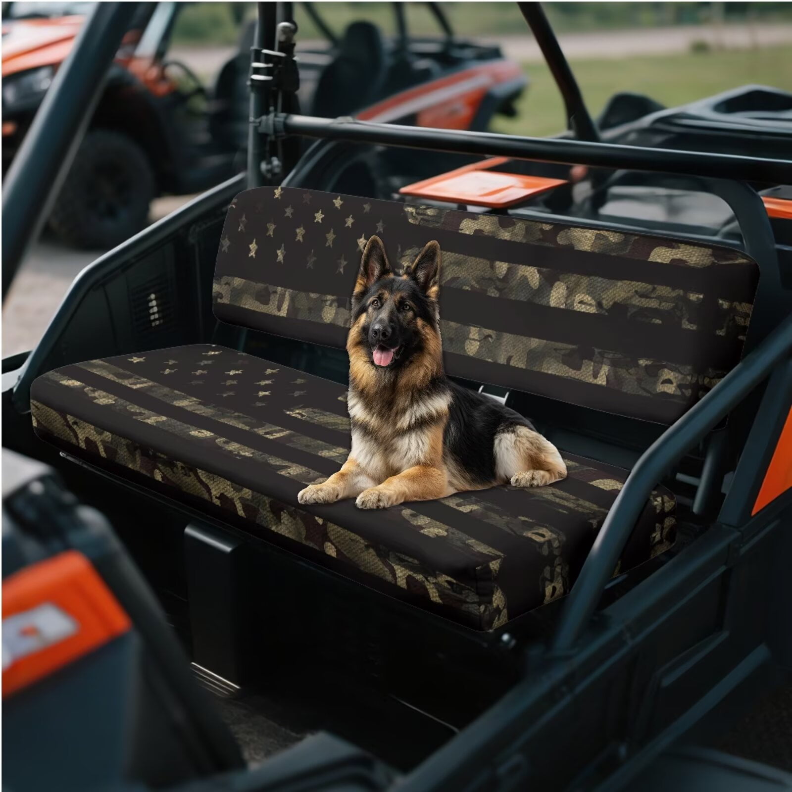Yuyamidu American Flag UTV Bench Seat Cover Backrest Cover Camo Seat Covers Compatible with Kawasaki Mule 3000 3010 3020 4000 4010 2001-2023 2025