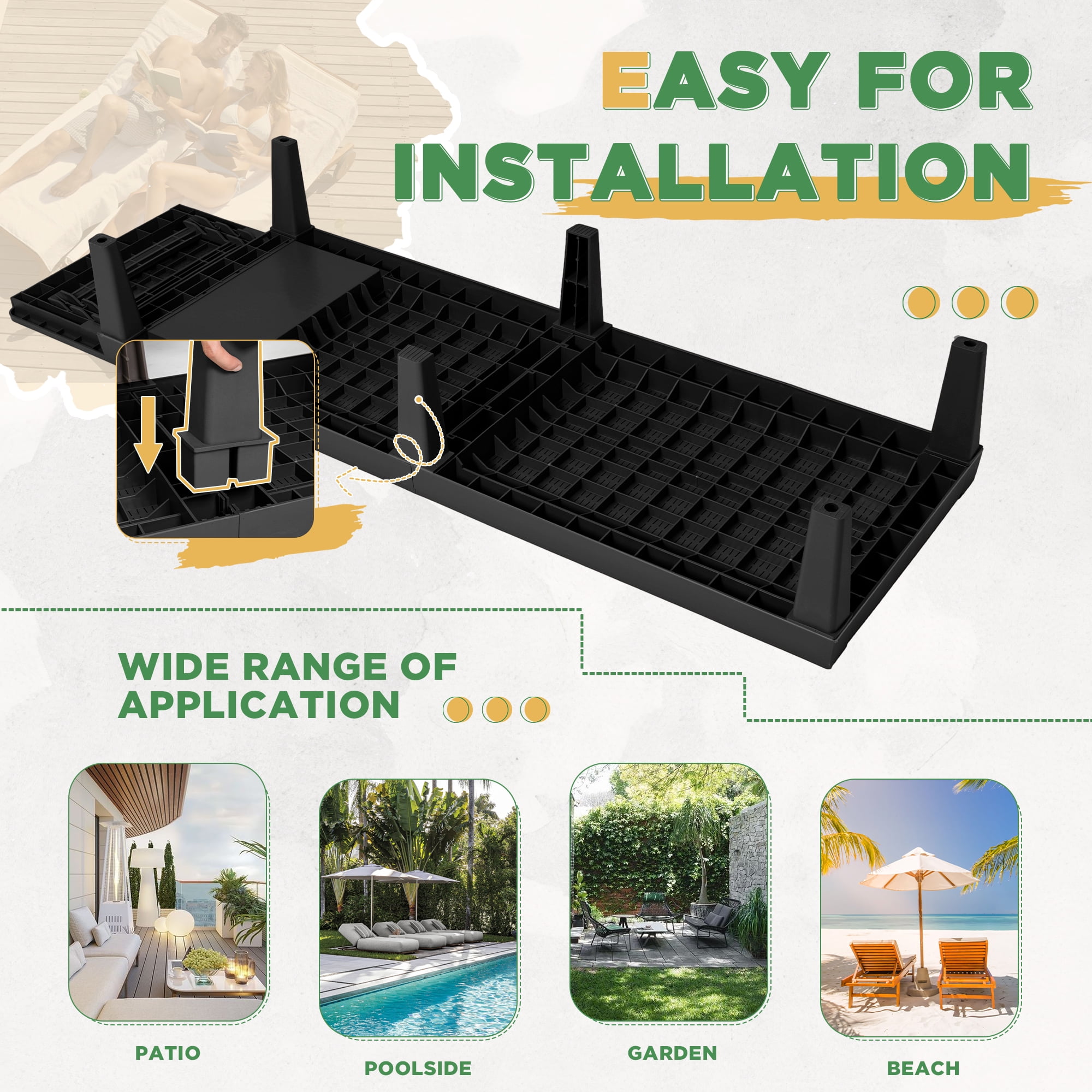 Devoko Set of 2 Outdoor Patio Chaise Lounge Chairs, Rattan Style, Multi-angle Adjustable Back, Black