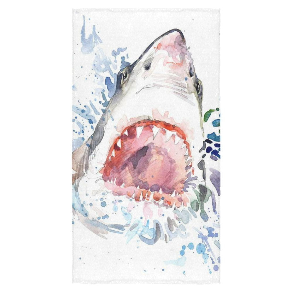 ZKGK White Shark Mouth Bath Towel Beach Towel Bathroom Body Travel
