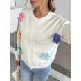 thumbnail image 3 of Women’s Knit Sweater with Solid Color & Floral Design, 3 of 5