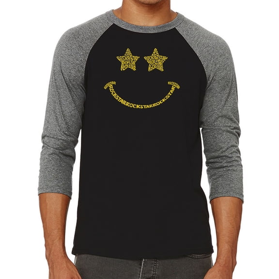 Men's Raglan Baseball Word Art T-shirt - Rockstar Smiley