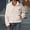 White, variant on XPMWRP Womens Half Zip Sherpa Fleece Pullover Oversized Sweatshirt Warm Fuzzy Sweater Cropped Long Sleeve Outerwear Black XL
