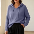 thumbnail image 6 of Perfectbot Womens Lightweight Waffle Knit Hoodie Pullover V Neck Long Sleeve Fall Casual Sweatshirt, 6 of 6
