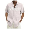 thumbnail image 2 of Huresd Mens Short Sleeve Button Down Shirts Palm Tree Hawaiian Shirts Lighweight Turndown Collar Tropical Beach Shirts for Men White L, 2 of 5