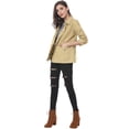thumbnail image 3 of INSPIRE CHIC Veste Utilitaire pour Femme Unie à Taille Coulissante avec Poches à Rabat, 3 of 6