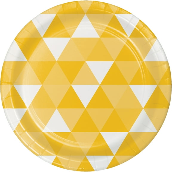 School Bus Yellow Fractal Dessert Plates, 8 pk