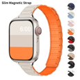 thumbnail image 2 of Slim Magnetic Strap for Apple Watch Bands 45mm 38mm 49mm 40mm 42mm 41mm Silicone Sport Bracelet for iWAtch Series ultra 9 6 5 7 8 se (01 starlight,38mm 40mm 41mm), 2 of 7