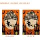 thumbnail image 3 of Banner de Halloween para jardín, pancarta vertical de doble cara con diseño de castillo, murciélago, calabaza y bruja, decoración de exterior de arpillera de granja de 12 x 18 pulgadas, 3 of 4