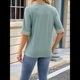 thumbnail image 4 of Blusa Tipo Túnica de Hueca con Encaje de Crochet, Cuello en V, 3/4, Color Liso, Talla Grande, para Mujer. Verde Oscuro S, 4 of 10