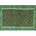 thumbnail image 1 of Ahgly Company Machine Washable Indoor Rectangle Southwestern Turquoise Blue Country Area Rugs, 2' x 4', 1 of 4
