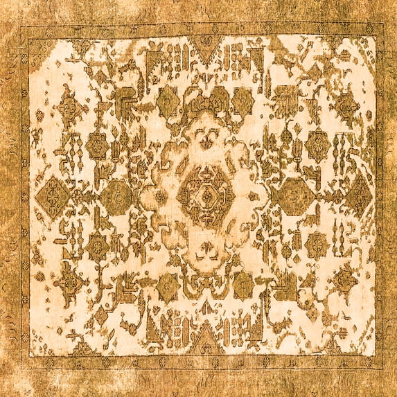 Ahgly Company Indoor Square Abstract Orange Modern Area Rugs, 7' Square