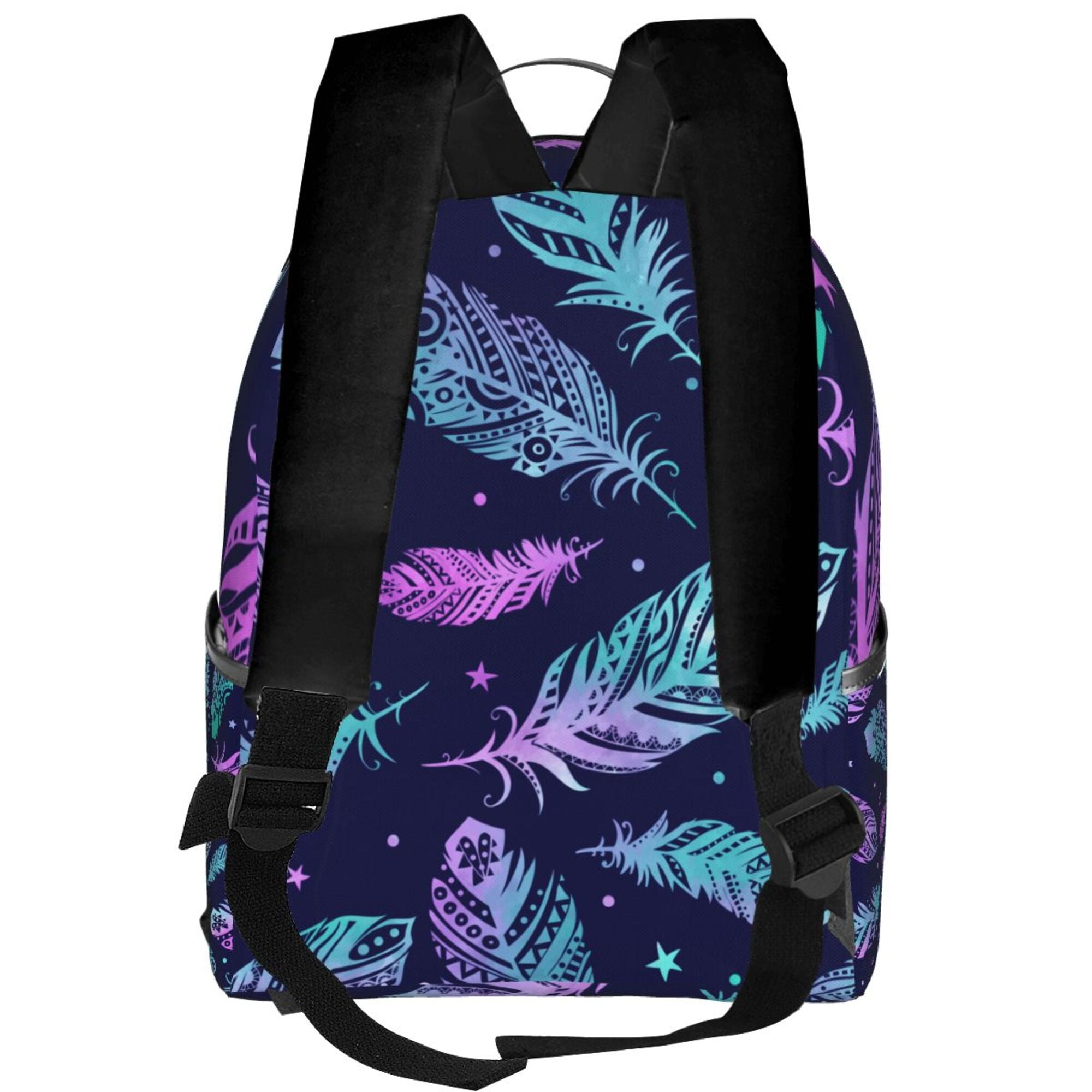 LAKIMCT Blue Purple Feather Backpack for Women Men Fashion Lightweight College Bookbag for Teen Girls Boys Travel School Casual Daypack