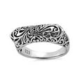 thumbnail image 3 of 925 Sterling Silver Oxidized Platinum Plated Floral Statement Women Valentines Day Gifts Ring, 3 of 4