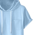 thumbnail image 6 of LIaqionyy Mens Shorts Sleeve Pullover Hoodies Lightweight Solid Color Casual Drawstring Hooded Sweatshirts, 6 of 7